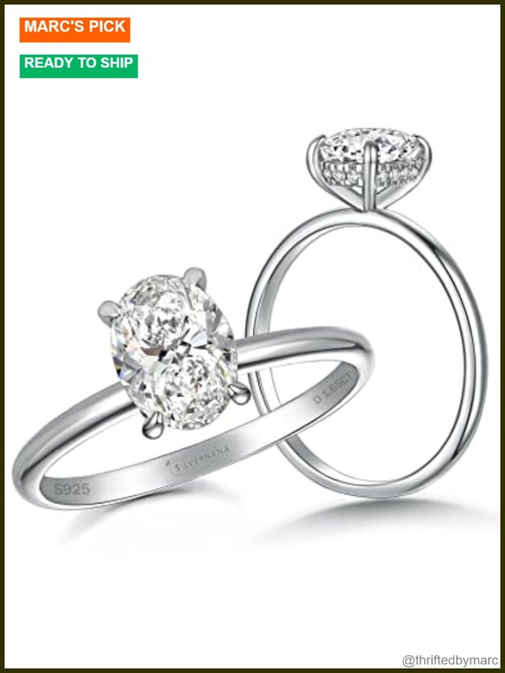 1.5CT Oval Moissanite Solitaire Engagement Ring in Sterling Silver